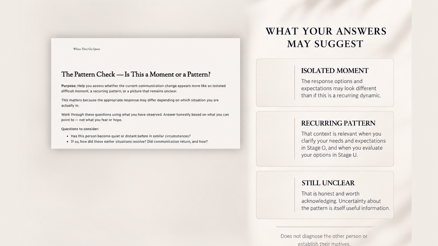 Preview of The Pattern Check pages from When They Go Quiet.
