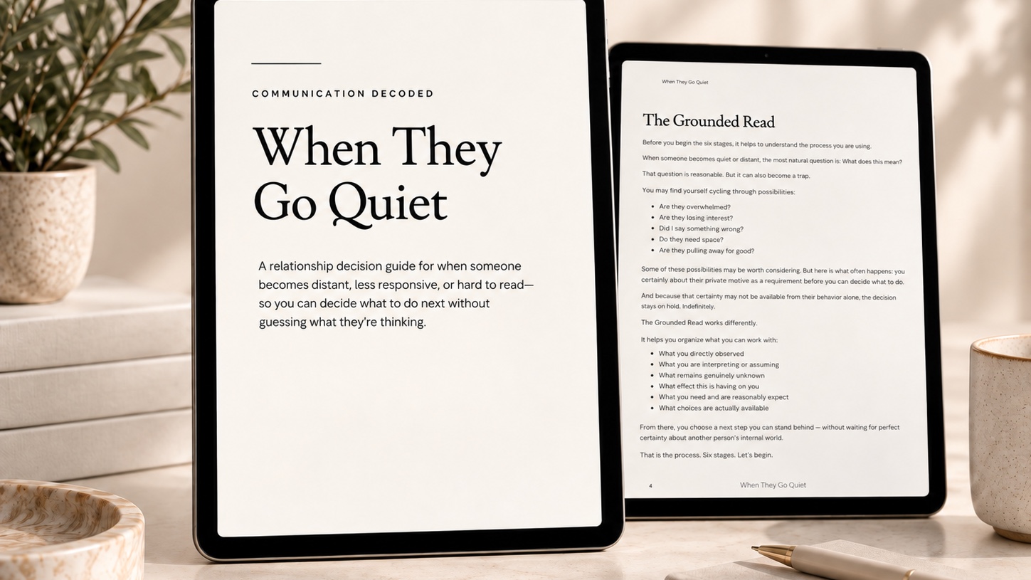 When They Go Quiet digital guide displayed on two tablets.